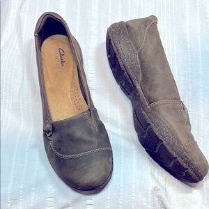 Clarks Collection Eco Soles Suede Slip On Loafers Airport Friendly Women’s 10